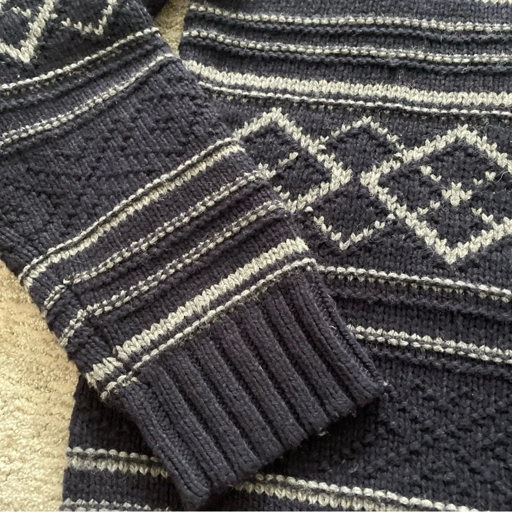 ST JOHNS BAY Sweater Men’s L 1/4 Zip Chunky Knit Geometric Acrylic Wool Cotton